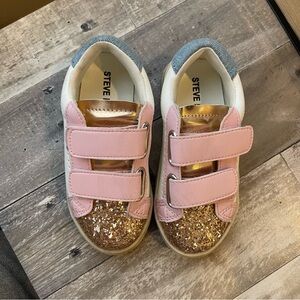 Steve Madden Pink and Gold Glitter Kids Sneakers